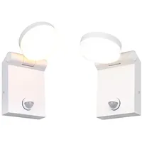 Meine wunschleuchte 2er SET LED Außenwandleuchten Weiß mit Bewegungsmelder,