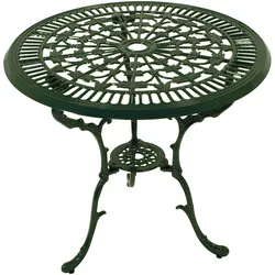 DEGAMO Tisch in Jugendstil Optik 70cm rund, Aluguss dunkelgrün
