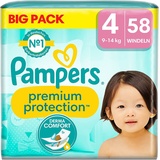 Pampers Premium Protection 4, 58 Nappies, 9 kg - 14 kg (Alte Version)