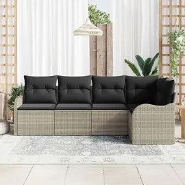 vidaXL Garten-Lounge-Set 5-tlg. hellgrau Polyrattan