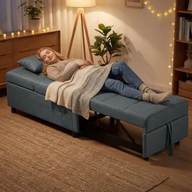Homcom Schlafsessel 4-in-1 Textil 181 x 43 x 65,5 cm Grau mit Kissen