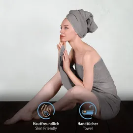 Komfortec Handtuchset 4 Handtücher 50 x 100 cm und 4 Badetücher 70 x 140 cm grau 8-tlg.