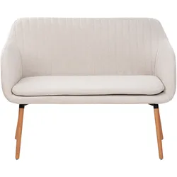 2-Sitzer Küchensofa Stoff hellbeige / heller Holzfarbton TABY