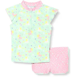 Playshoes Unisex Kinder UV-Schutz Bade-Set zweiteilig Schwimmshirt Badeshorts Badebekleidung, Einhorn, 86/92