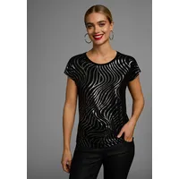 LAURA SCOTT Rundhalsshirt in schwarz, | Gr. 46,