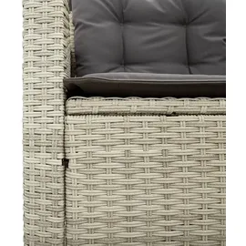 vidaXL Gartensofa in L-Form mit Tisch und Kissen Hellgrau Poly Rattan