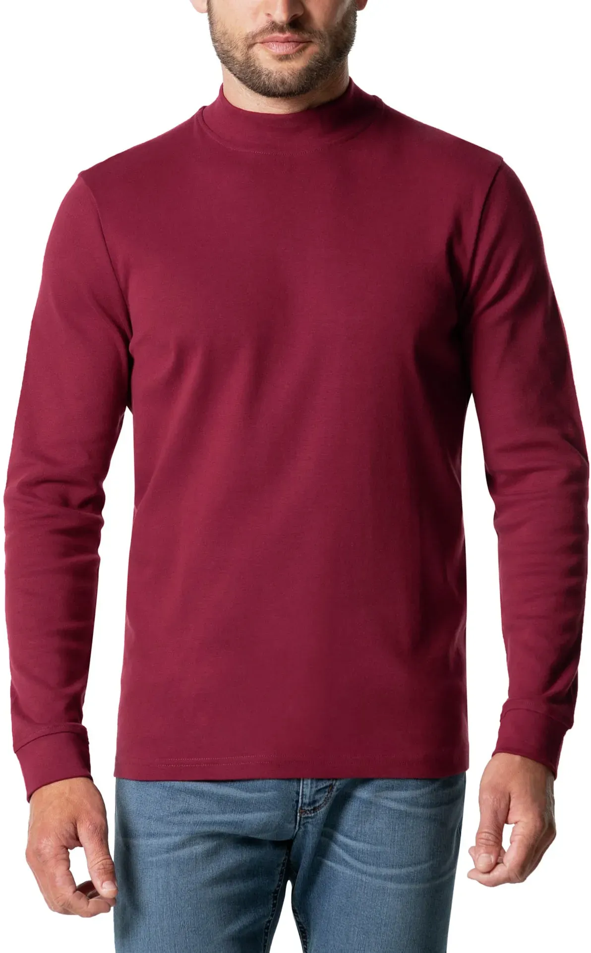 Walbusch Herren Langarm-Shirt Stehkragen Rot