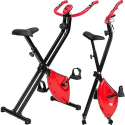 tectake® Heimtrainer, klappbar, 8 Schwierigkeitsstufen, mit Pedalriemen, inklusive Trainingscomputer und Pulsmesser