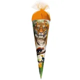 ROTH Schultüte Tiger 22 cm klein - rund - Zuckertüte Wildtier