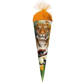 ROTH Schultüte Tiger 22 cm klein - rund - Zuckertüte Wildtier