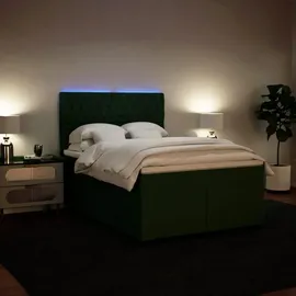 vidaXL Boxspringbett 140 x 200 cm Dunkelgrün