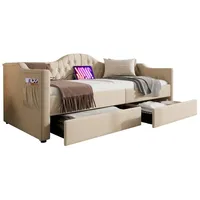 MODFU Daybett Tagesbett Schlafsofa (90x200cm), mit USB Type C Ladefunktion und 2 Schubladen beige 99 cm x 215 cm x 86.5 cm