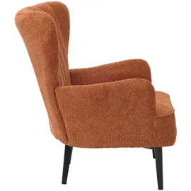Mendler Lounge-Sessel HWC-K37, Cocktail-/Ohrensessel Polsterstuhl Retro Vintage Stoff Chenille (500g/m2) Öko-Tex ~ orange