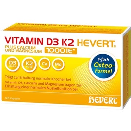 Hevert-Arzneimittel GmbH & Co. KG Vitamin D3 K2 Hevert plus Calcium und Magnesium 1000 IE Kapseln 120 St.