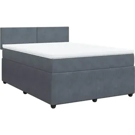 vidaXL Boxspringbett mit Matratze Dunkelgrau 140x200 cm Samt