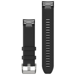 QuickFit 22-Uhrenarmbänder Schwarzes Silikonarmband (Silber)