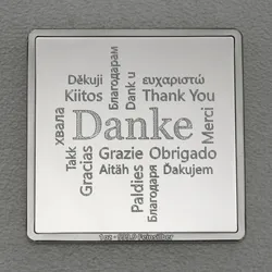 Silberbarren 1oz Danke - Word-Cloud Gravurbarren quadratisch