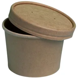 Einweg 150x Suppenbecher TO GO Papier Braun mit Deckel 8OZ / 236ml