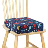 Chickwin Sitzerhöhung Stuhl Kind, Waschbar Baby Tragbar Sitzkissen Kinder Tragbares Boostersitze Verstellbar Zerlegbar Kleinkind Sitzerhöhung Kissen für Esstisch Reise (Dinosaurier,32x32x8cm)