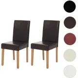 2er-Set Esszimmerstuhl Stuhl Küchenstuhl Littau ~ Leder, braun, helle Beine