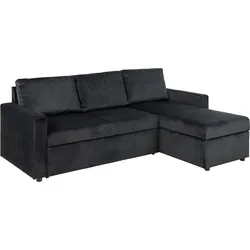 Sacramento Schlafsofa Chaiselong wendbar, versteckte Aufbewahrung und ausziehbares Bett antracitgrau.