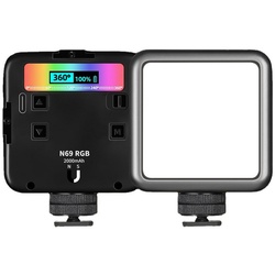 GelldG Kamerazubehör-Set LED Videolicht RGB 6W, Kamera Licht LED Videoleuchte Fotolicht schwarz
