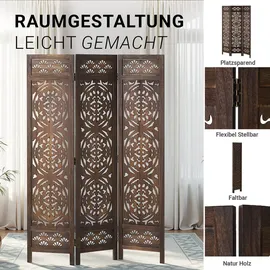 Homestyle4u Paravent Braun Holz 120x170x2 cm, Wohnzimmer, Raumteiler | Paravents, Paravents