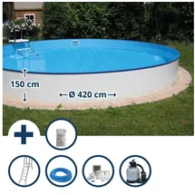 SUMMER FUN Stahlwandpool Set rund 420 x 150 cm inkl. Sandfilteranlage
