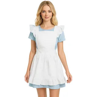 aspire Weiße Schürze mit Rüschen Retro Servierschürze für Küche Restaurant