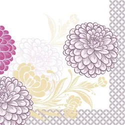 Mank Serviette Serviette Clarissa in Violett 40 x 40 cm, 50 Stück - Blumen Blüten Dahlien