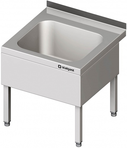 Stalgast Handwaschbecken mit Untergestell, mit dreiseitiger Beckenblende, mit Aufkantung, verschweißt : 500x500x500 mm