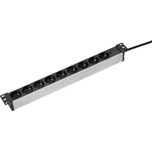 as - Schwabe as-Schwabe 9-fach Steckdosenleiste 19“ Rack, schwarz/silber schwarz, 48.3x4.7x4.5 cm