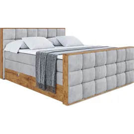 altdecor Boxspringbett mit Matratze Topper, Polsterbett mit Bettkasten, LOLLI2-Z KING - 180x200 - Grau Monolith