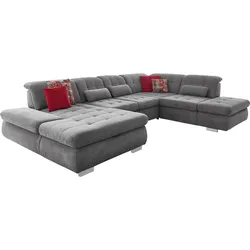 Wohnlandschaft DIE PLANBAR "MP-IN17004 U-Form", grau, B:382cm H:84cm T:124cm, 100% Polyester, Sofas, wahlweise mit Funktionen, Kaltschaum-Polsterung