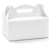 Partydeco Tortenschachtel mit Griff 19x14x9cm lebensmittelechte Faltschachteln Pappschachteln Torten Kuchen Geschenke Schachteln Tortenkartons Hochzeit Weiß