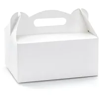 Partydeco Tortenschachtel mit Griff 19x14x9cm lebensmittelechte Faltschachteln Pappschachteln Torten Kuchen Geschenke Schachteln Tortenkartons Hochzeit Weiß