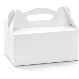 Partydeco Tortenschachtel mit Griff 19x14x9cm lebensmittelechte Faltschachteln Pappschachteln Torten Kuchen Geschenke Schachteln Tortenkartons Hochzeit Weiß