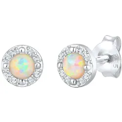 Elli PREMIUM Ohrringe Stecker Opal Kristalle Zart 925 Silber silberfarben Damen 