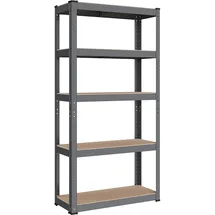 Songmics Schwerlastregal, Kellerregal, Lagerregal, 30 x 75 x 150 cm, Regal mit Stahlgestell, bis 650 kg belastbar, 5 verstellbare Ablagen, grau