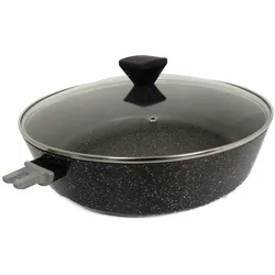 Schmorpfanne 32cm mit Deckel, Kratzfest, Antihaft, Abnehmbarer Griff, Für alle Herdarten, Induktion geeignet
