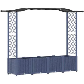 vidaXL Hochbeet mit Rankgitter und Dach 204 x 40 x 141 cm Grau