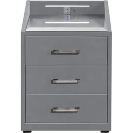 ed exciting design Nachtkonsole Moon Nachttisch Boxspringbett, Hermes Grey - Funktionaler Nachtschrank mit LED-Beleuchtung und USB-Anschluss (B/H/T)