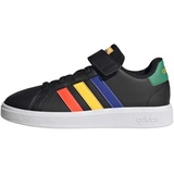 adidas Grand COURT Elastic Lace and Top Strap Sneaker, core Black/Lucid Blue/Court Green, 32 EU