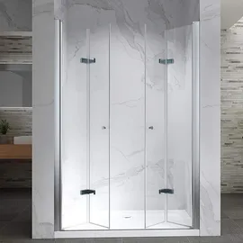 i-flair Duschfalttüren 100-104 cm - Höhe: 195 cm, Duschabtrennung aus 6 mm teilsatiniertem ESG Sicherheitsglas mit Nanobeschichtung