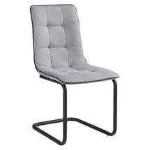 Home4You Schwingstuhl, Hellgrau - Schwarz matt - Webstoff - Rundrohrgestell