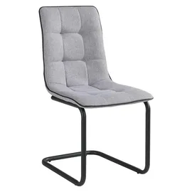 Home4You Schwingstuhl, Hellgrau - Schwarz matt - Webstoff - Rundrohrgestell