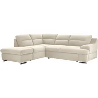 Mivano Ecksofa Coast / Große Schlafcouch in L-Form mit Ottomane links, Inkl. Bettfunktion und Stauraum, 264 x 88 x 217, Mikrofaser: beige