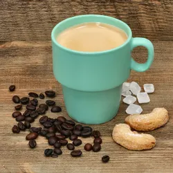 6er Set Kaffeebecher mit Ständer Stata 250ml mint Tasse Henkel Porzellan stapelbar