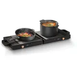 Rosmarino Doppel-Induktionskochplatte klappbar, 2 Kochzonen 3500W (1500W+2000W), 9 Stufen, 99-Min Timer, Touch-Control, Überhitzungsschutz, tragbar, Schwarz