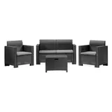 Dmora Lounge-set für den Außenbereich Venere, Garten-set mit Kissen, Lounge-set für den Innenbereich in Rattan-optik, 100 % Made in Italy, Anthrazit